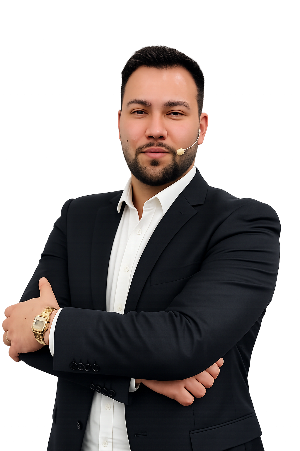 Mentor do treinamento DNA para Prosperidade em terno preto